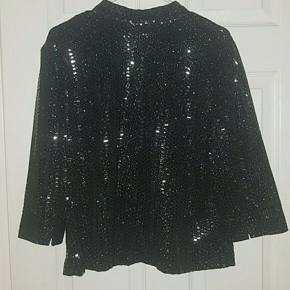 Notations black sparkling evening jacket Sz. PXL NWT - Picture 5 of 6